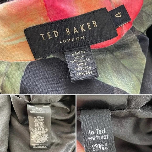 Ted Baker Yulin Flare Cuff Pencil Dress in Black Size 4 - Picture 16 of 16